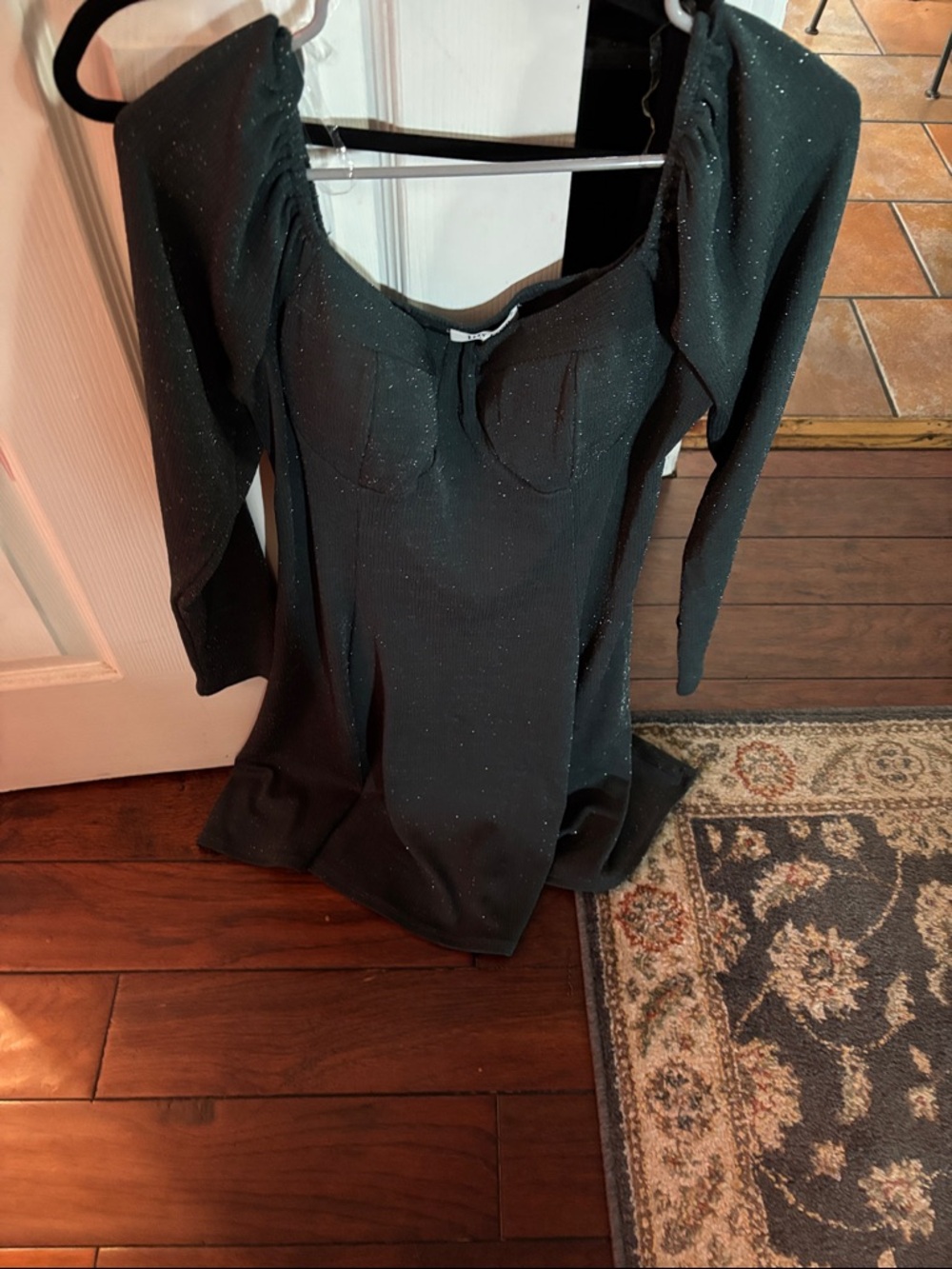 Green sparkle Long Sleeve Sweetheart Dress
